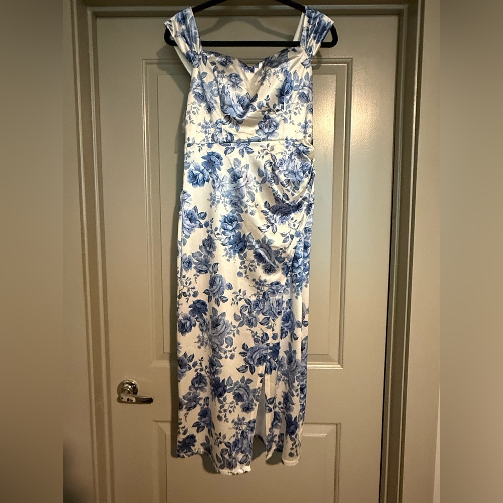 Floral Blue and White Dress
